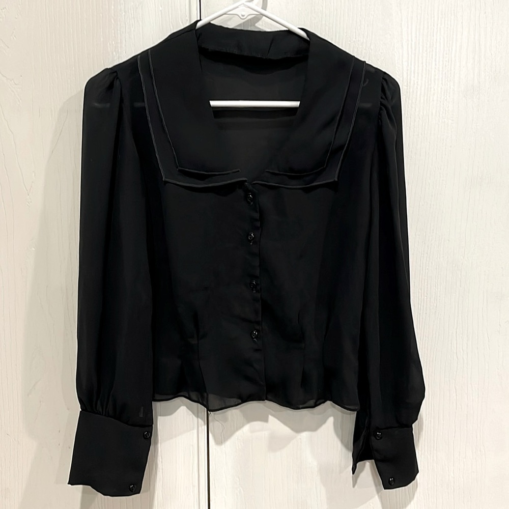Sheer sexy black blouse